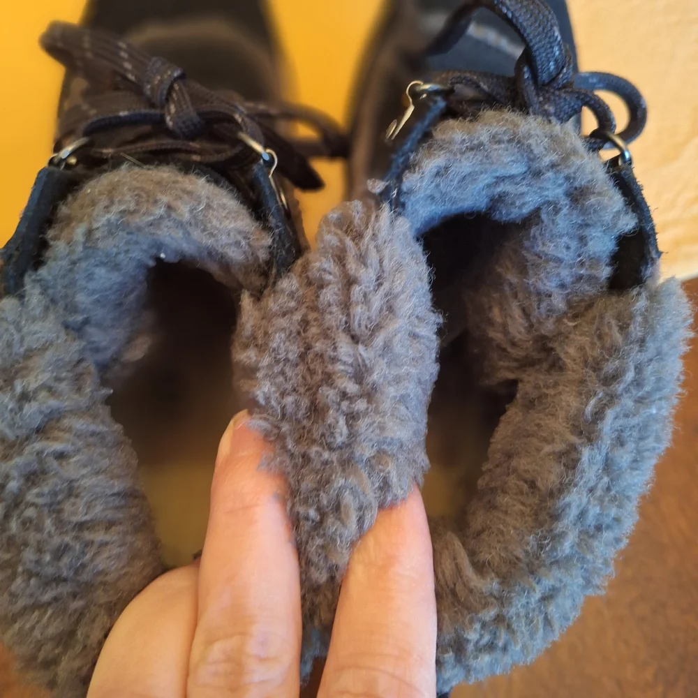 Womens Bodie Ugg Black Suede Fur-Trim Lace-Up Boots Winter Warm 6.5